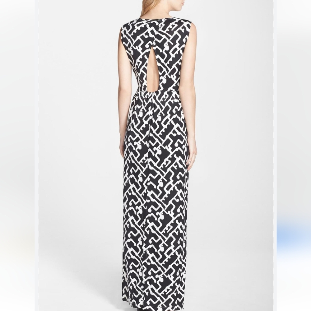 French Connection Downtown Grid Sleveless Maxi Dress NWT Cut Out Back